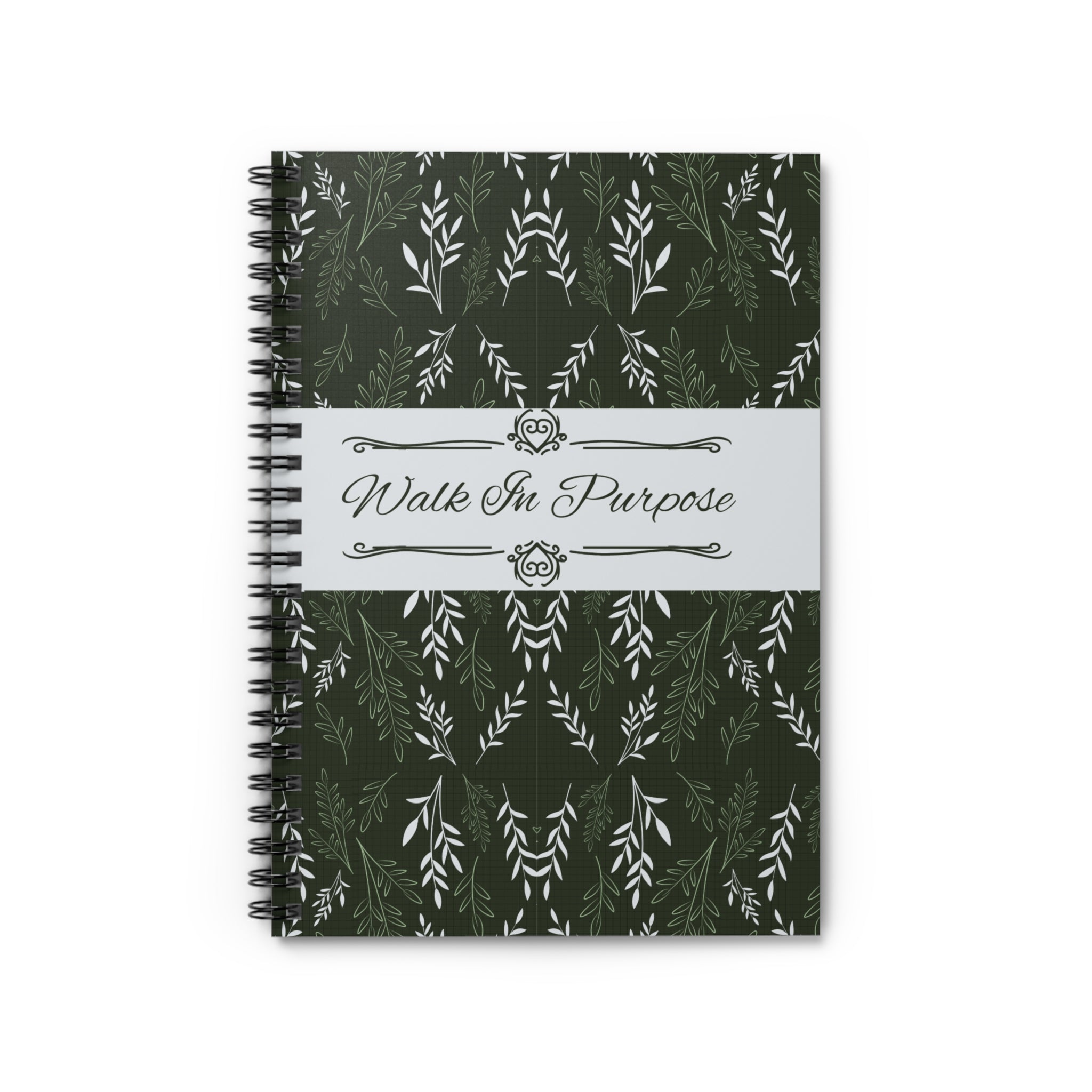 Walk In Purpose Spiral Notebook — Floral Green Ruled Journal