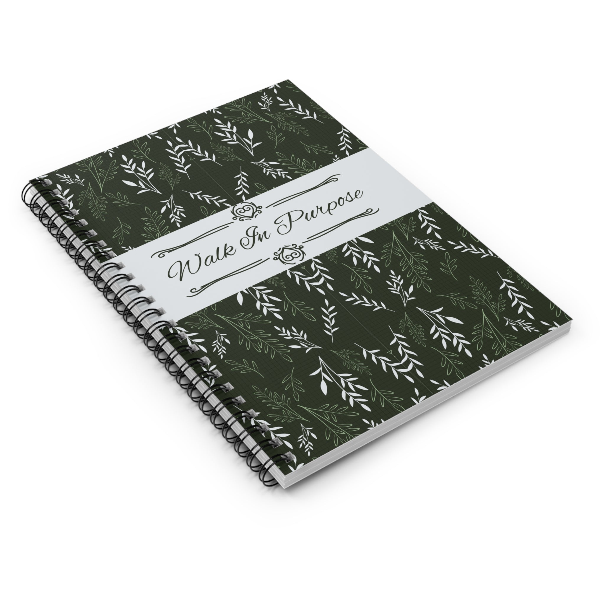 Walk In Purpose Spiral Notebook — Floral Green Ruled Journal